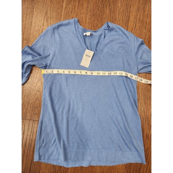J.Jill Silk & Cotton V-Neck, Long Sleeve Lapis Sweater, Size Small Breathable - Picture 5 of 9